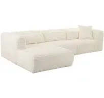 TOV Furniture Tarra Fluffy Oversized Corduroy Modular Sectional