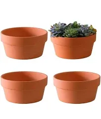 Yishang Large Terracotta Pots for Succulent - 8 Inch Cactus Plant Containers Indoor Garden Bonsai Pots with Drainage Hole - Set of 3, Unglazed Clay Ceramic Pottery Planter