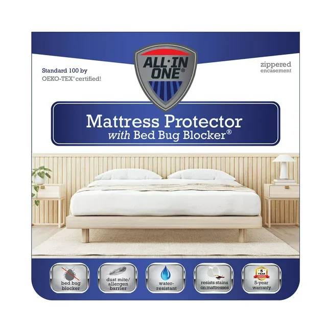 All-in-One Zippered Boxspring Protector with Bed Bug Blocker