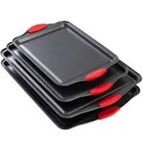 Country Kitchen Nonstick Stackable Bakeware Set - Durable, Easy Release Baking Set, 4 Pcs, Black