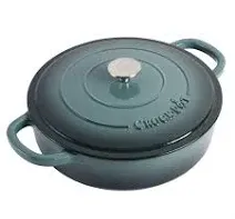 Crock-Pot Artisan Enameled 5 Quart Cast Iron Round Braiser Pan with Self Basting