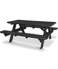 POLYWOOD® Park Recycled Plastic Rectangular Outdoor Patio Picnic Table with Umbrella Hole