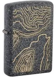 Zippo Topo Map Design Iron Stone Pocket Lighter