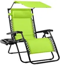 Folding Zero Gravity Outdoor Recliner Patio Lounge Chair w/Adjustable Canopy ...