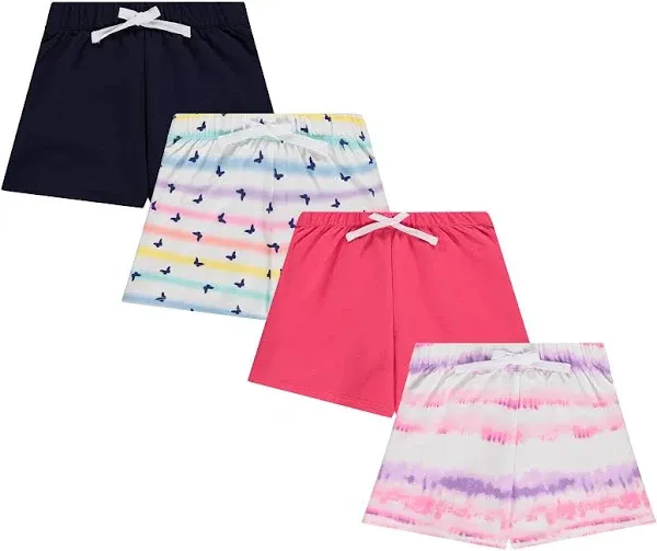 BTween 4-Pack Girls Shorts - Cotton French Terry Shorts for Girls - Kids Lounge, Sleep and Play Summer Clothing