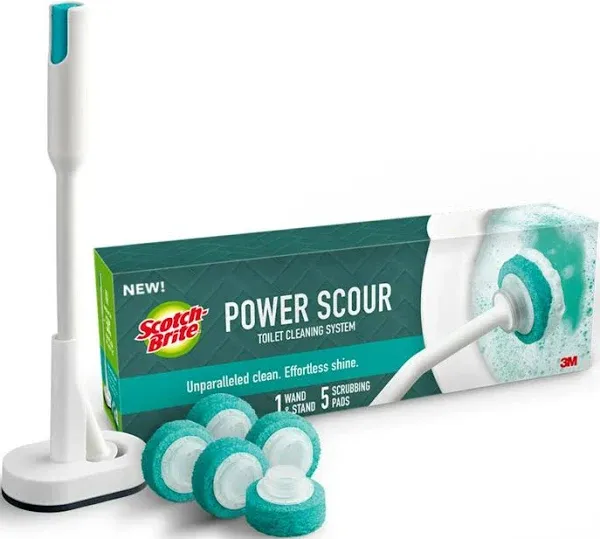 Scotch-Brite Power Scour Toilet Cleaning System1 Wand and Stand,5 Scrubbing Pads