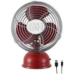 Good Housekeeping All-Metal USB-Powered 5" Oscillating Personal Fan, Crimson