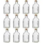 Juvale 12 Pack Clear 6 oz Glass Bottles with Cork Lids, Tiny Vintage Style Potion Vases for Party Favors, DIY Crafts (180 ml)