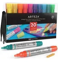 Acrylic Paint Markers, Set of 20 Acrylic Paint Pens in Assorted Colors