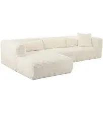 Tarra Fluffy Oversized Cream Corduroy Modular LAF Sectional by TOV