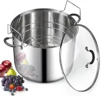 Cook N Home Professional Stainless Steel Water Bath Canner with Lid and Jar Rack