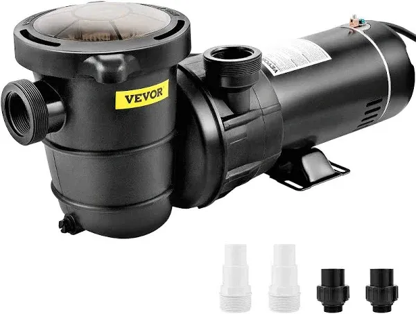 VEVOR Swimming Pool Pump, 2.0HP 115 V, 1500 W Single Speed Pumps for Above Ground Pool w/ Strainer Basket, 5400 GPH Max. Flow, Certification of ETL for Security