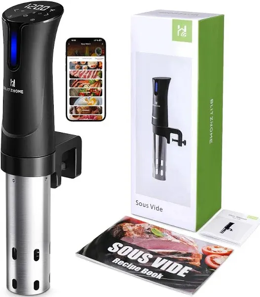 Blitzhome Sous Vide Machine WiFi APP 1100W Sous Vide Cooker with Accurate Temperature & Timer