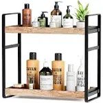 2-Tier Adjustable Bathroom Organizer Countertop: No Tools Quick Installation Counter Shelf for Storage Wood Corner Bathroom Rack for Vanity Kitchen Under Sink- Tiered Tray Makeup Stand Organizers