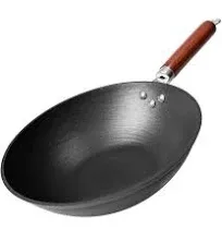 Wok, Stir Fry Pan, Wooden Handle, 11 Inch, Lightweight Cast Iron, Chef’S Pan, Pr