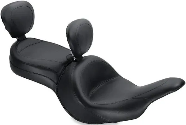 Mustang One-Piece Wide Vintage Touring Seat with Driver Backrest and Passenger Receiver 79688