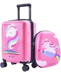 iPlay, iLearn Unicorn Kids Luggage, Girls Carry on Backpack only Pink