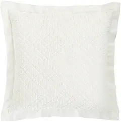 Washed Linen Ivory Quilted Euro Sham