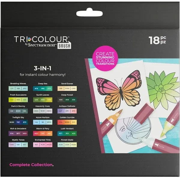 Spectrum Noir  TriColour  Brush 3 in1 markers 18 pieces new.