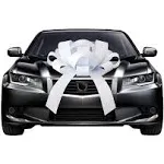 Big Car Bow, Giant Bow, Non Scratch Magnet, Weather Resistant Vinyl () White