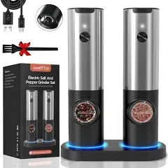 HOMCYTOP Electric Salt and Pepper Grinder Set w/USB Rechargeable Base