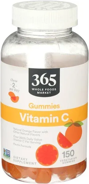 150-Count Citrus Vitamin C Gummies for Daily Immune Support - Vegetarian Formula