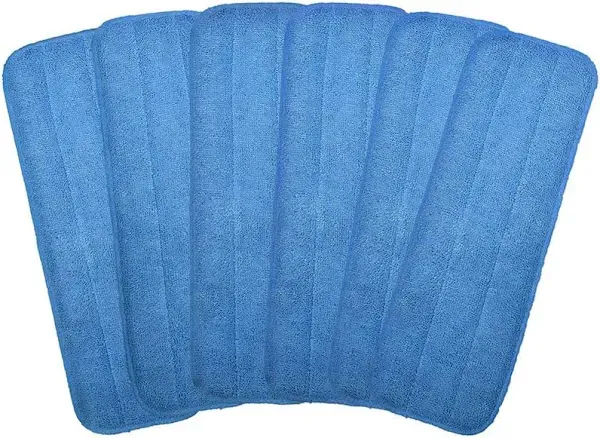 Microfiber Replacement Mop Pad 18&#034; x 6&#034; Wet &amp; Dry Home &amp; Commercial Cleaning 6pk