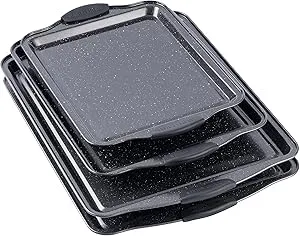 Country Kitchen Nonstick Stackable Bakeware Set - Durable, Easy Release Baking Set, Black, 4 Pcs