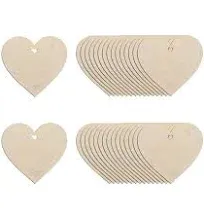 80Pcs 3" Wooden Hearts for Crafts, Wood Predrilled Hearts Cutout Slices, DIY Unfinished Wooden Ornaments Embellishments, Heart Sign Tag for Valentine's Day, Birthday Party, Wedding Guest Book Decor