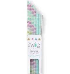 Lake Girl + Aqua Glitter Reusable Straw Set by Swig Life