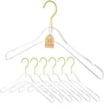 15 pack Acrylic Hangers Clear and Gold Hangers Premium Quality Clear Acrylic Clothes Hangers Clothing Standard Hangers