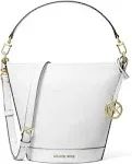 Michael Kors Townsend Small Leather Convertible Bucket Crossbody - Optic White