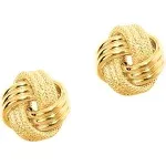 14K Yellow Gold Textured Love Knot Stud Earrings