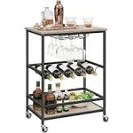 VASAGLE Bar Cart Serving Cart Glass Holders Wine Holders