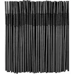 SONGNASS Black Flexible Plastic Straws,Black Disposable Bendy Party Fancy Straws13inch Extra Long Straws Party Decorations