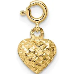 14K Yellow Gold Heart with Spring Ring Clasp Charm