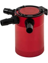 Mishimoto MMBCC-CBTHR-RD Compact Baffled Oil Catch Can, 3-Port, Red