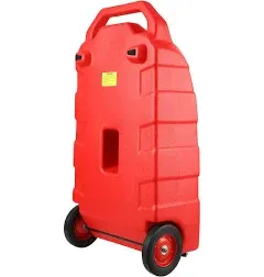 32-Gallon Red Portable Fuel Caddy with Manual Pump On-Wheels for Cars ATVs Boats