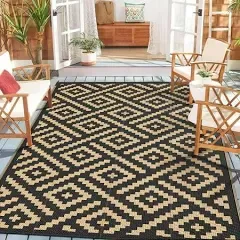 Deorab Outdoor Rug for Patio Clearance Waterproof Mat Reversible Plastic Camping