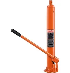 VEVOR Hydraulic/Pneumatic Long Ram Jack, 8 Tons/17363 lbs Capacity, with Single Piston Pump and Clevis Base, Manual Cherry Picker w/Handle, for Garage/Shop Cranes, Engine Lift Hoist, Red