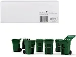 Set of 6 Green Garbage Trash Bin Containers Replica 1/34 by First Gear