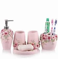 LUANT Vintage Pink 5Piece Bathroom Accessories Set