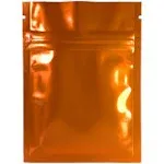 100 Durable Double-Sided Metallic Foil Mylar Flat Ziplock One Size, Orange 