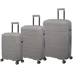 It Luggage Eco Tough 3 Piece Hardside 8 Wheel Expandable Spinner, Silver lining, 3 PC Set