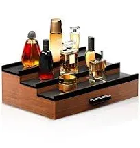 3 Tier Wooden Cologne Organizer with Drawer