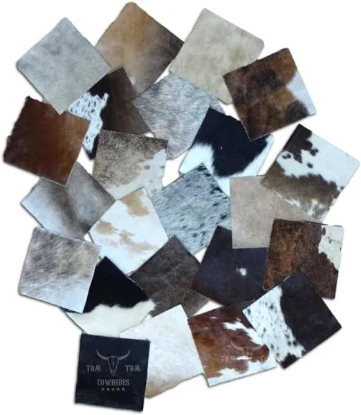 Tomtom Cowhides Nice Variety 15 Pieces Hair on Cow Hide Scrap Leather Hide Remnant