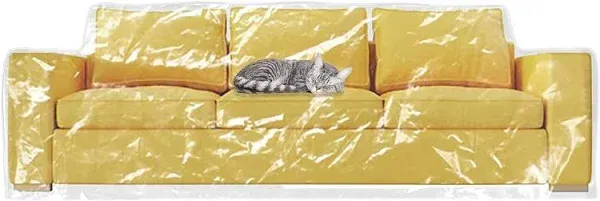 wokire Clear Thicker Couch Cover Water Proof Sofa/Heavy Duty Couch Cover-Protection Against Cat Dog Clawing, Vinyl Sofa Slipover -for Storage and Moving