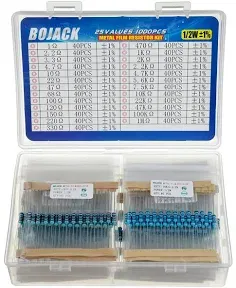 1000-Piece 25-Value Resistor Kit 1 Ohm-1M Ohm with 5% Tolerance - DIY Essential