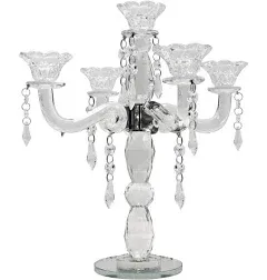 Allgala 5-Arm Crystal Candelabra Taper Candlestick Candle Holder