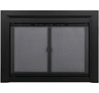 Pleasant Hearth Fireplace Door 3/16&#034; Smoked Tempered Glass/Built-In Mesh Panels